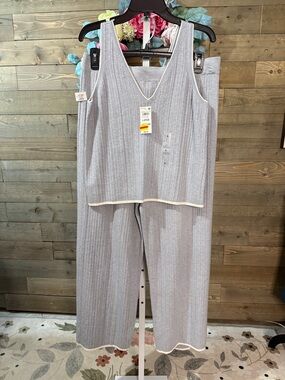 State of Day Elegant Gray Sleeveless Pajama Set large plus 2X